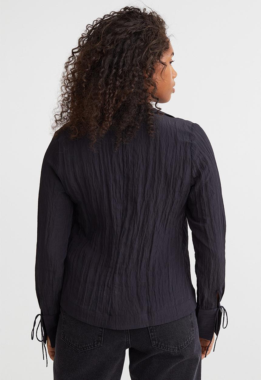 H&M - Crinkle tie-detail blouse - black