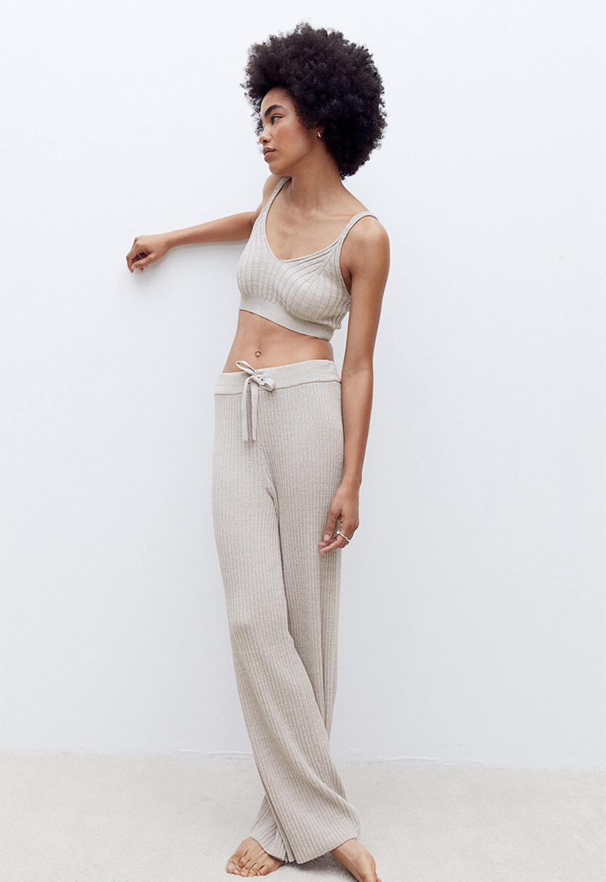 H&M - Knitted trousers - light mole