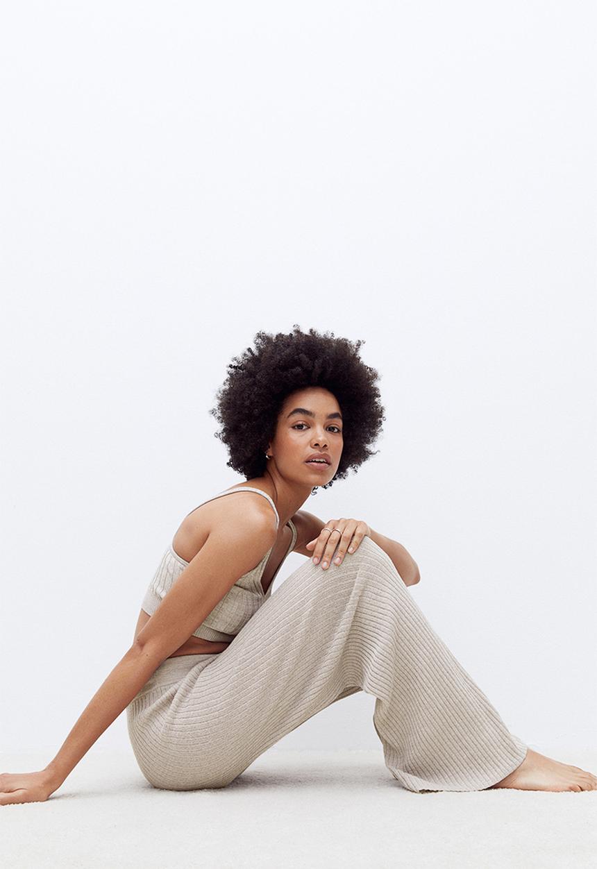 H&M - Knitted trousers - light mole