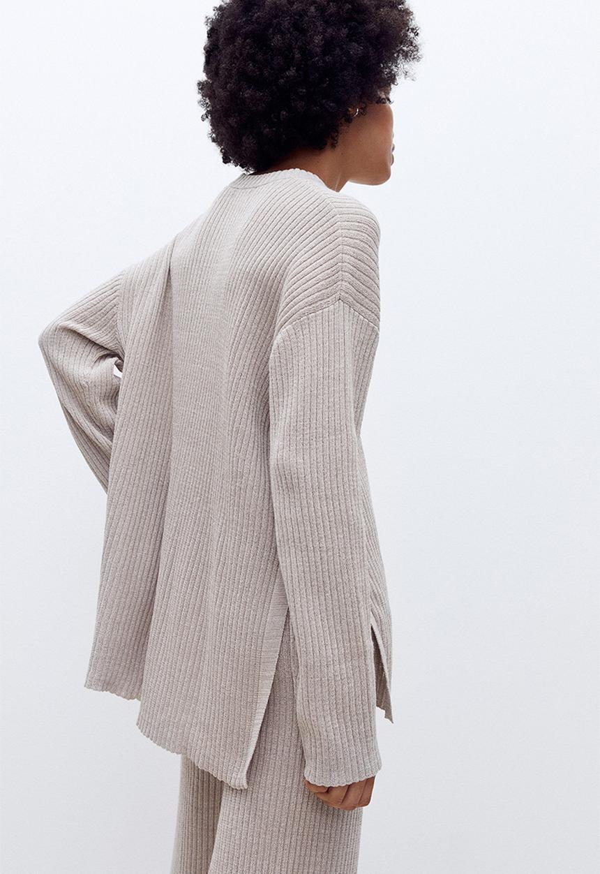 H&M - Rib-knit jumper - light grey marl 