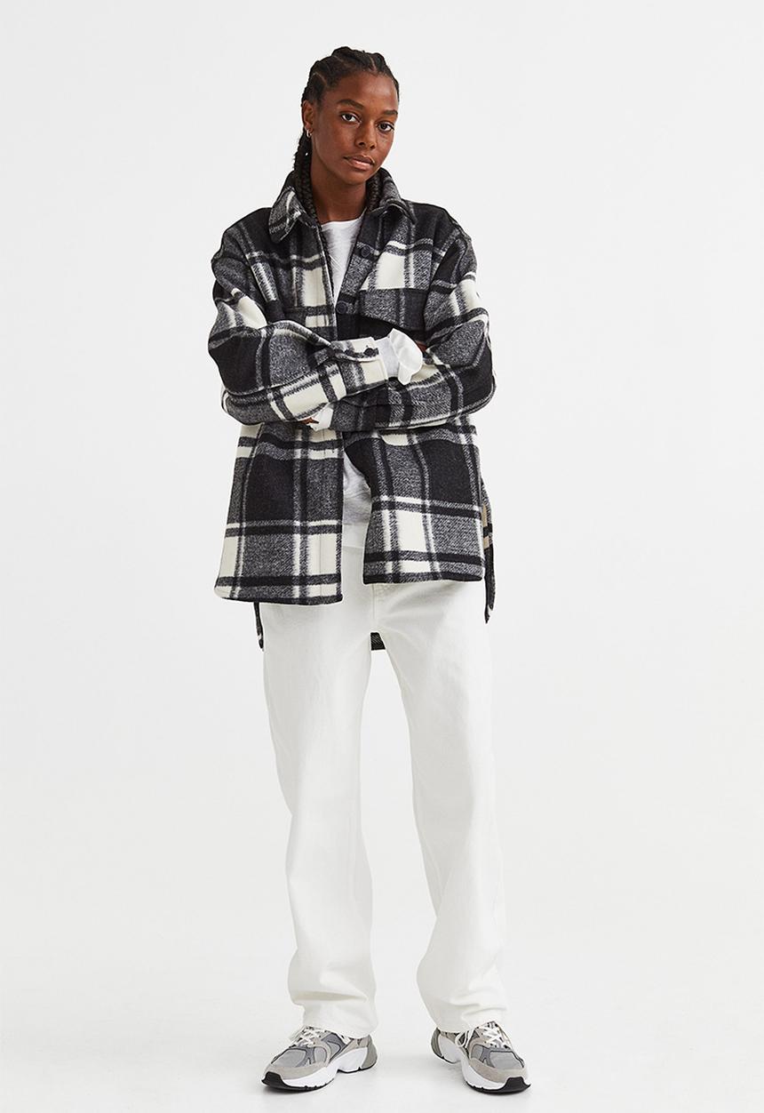 H&M - Oversized shacket - black/checked