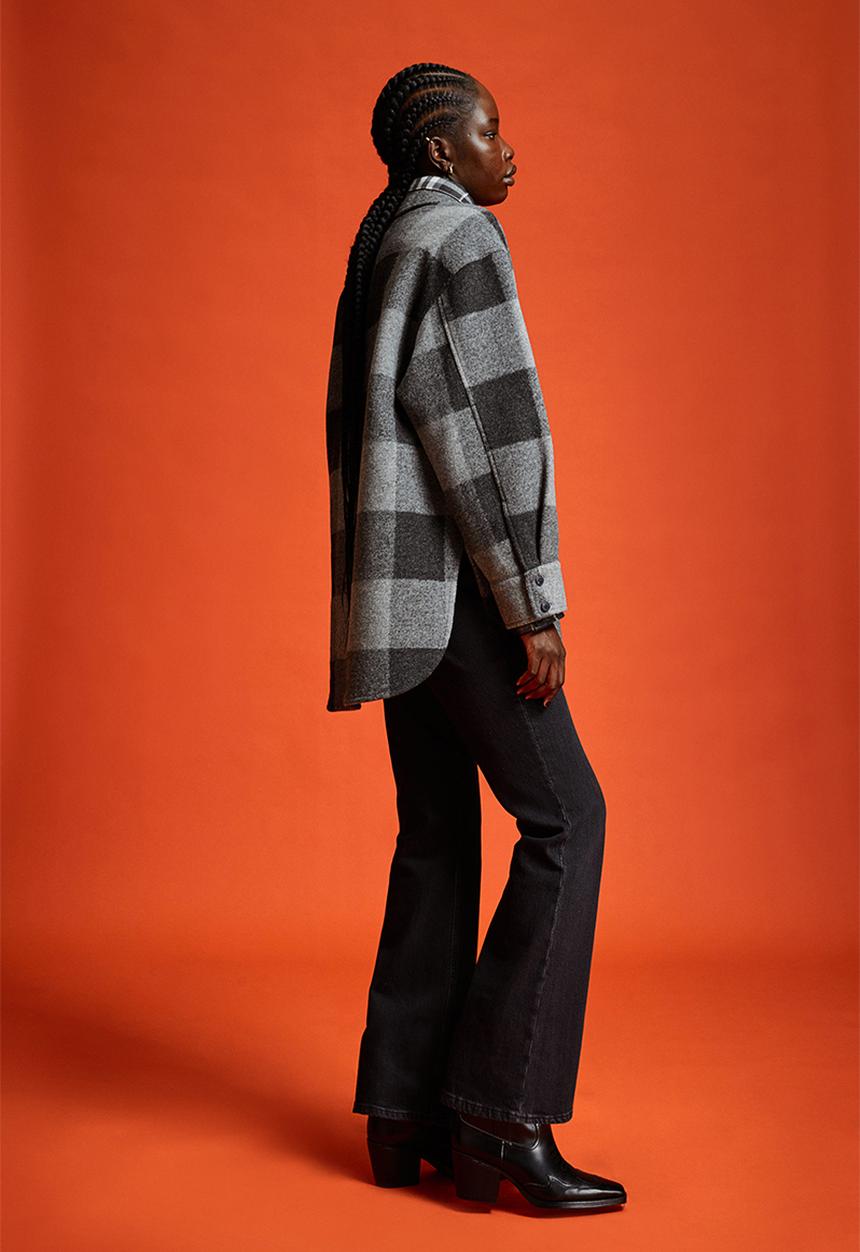 H&M - Oversized shacket - grey/checked