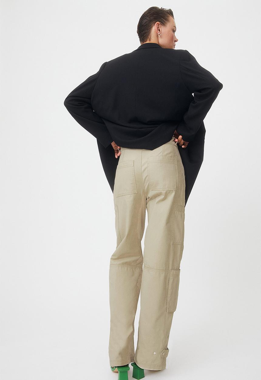 H&M - Straight cargo trousers - green-beige