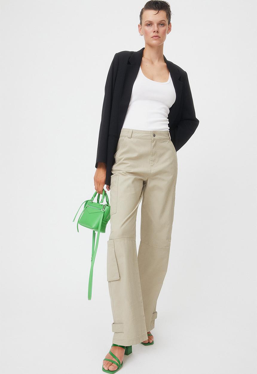 H&M - Straight cargo trousers - green-beige