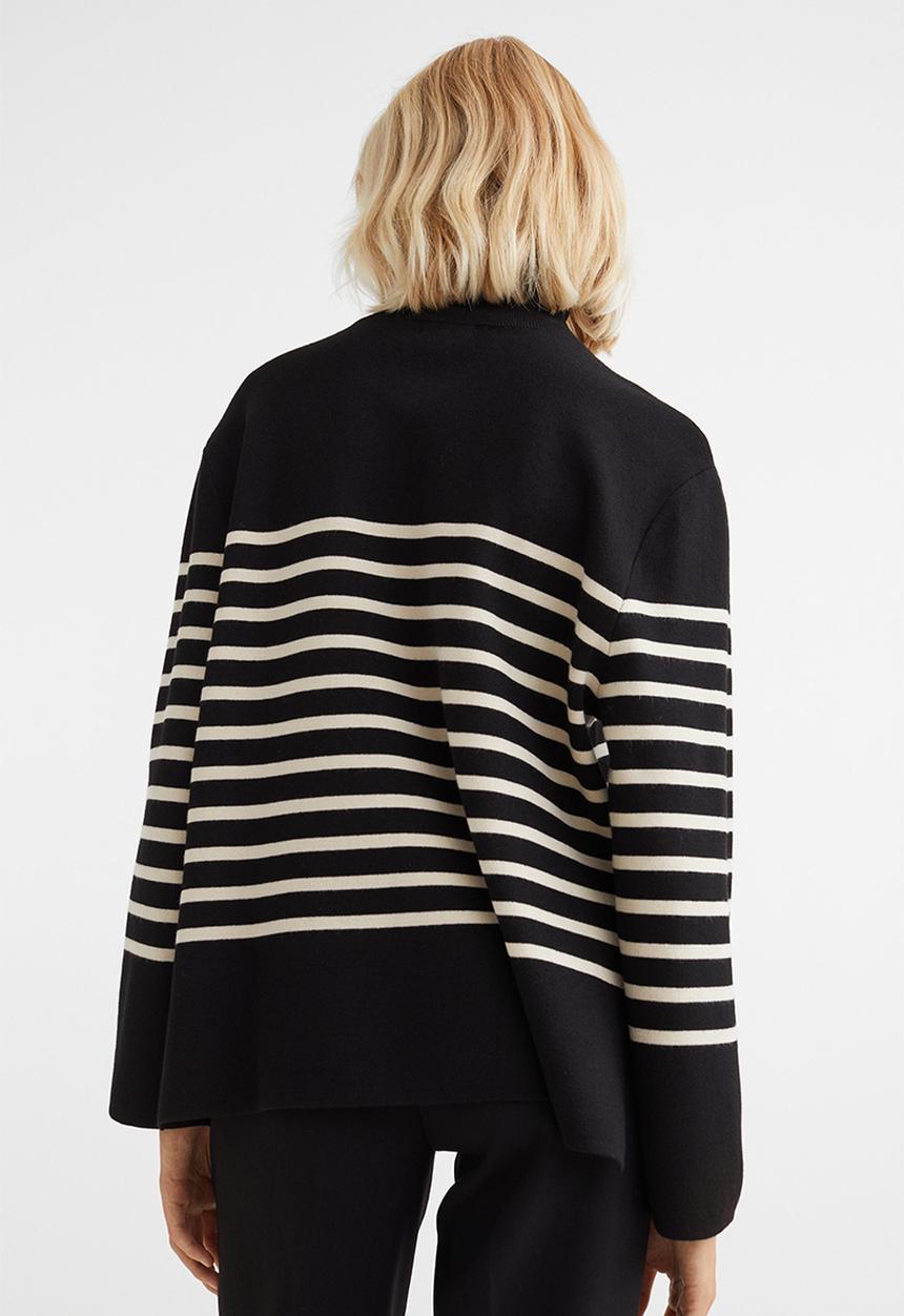 H&M - Turtleneck jumper - black/striped