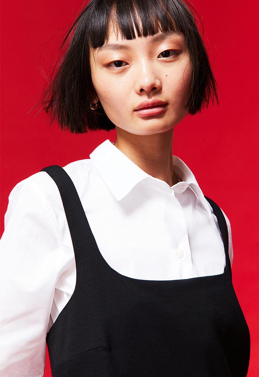H&M - Short pinafore dress - black