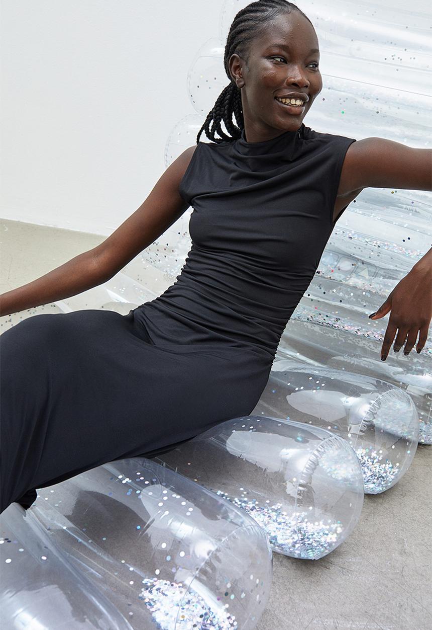 H&M - Gathered jersey dress - black