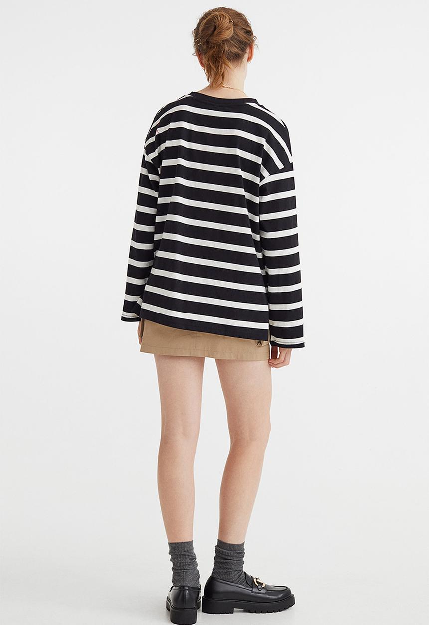 H&M - Oversized jersey top - black striped