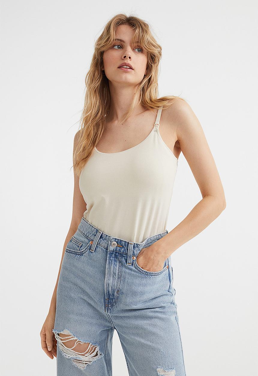 H&M - Mama 2-pack nursing tops - cream/beige-pink