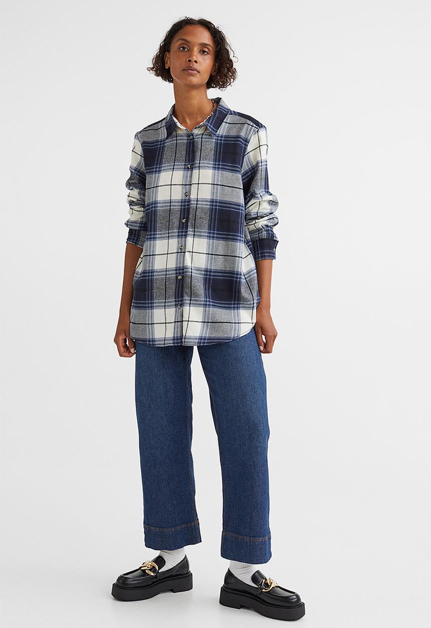 H&M - Cotton flannel shirt - blue/multi