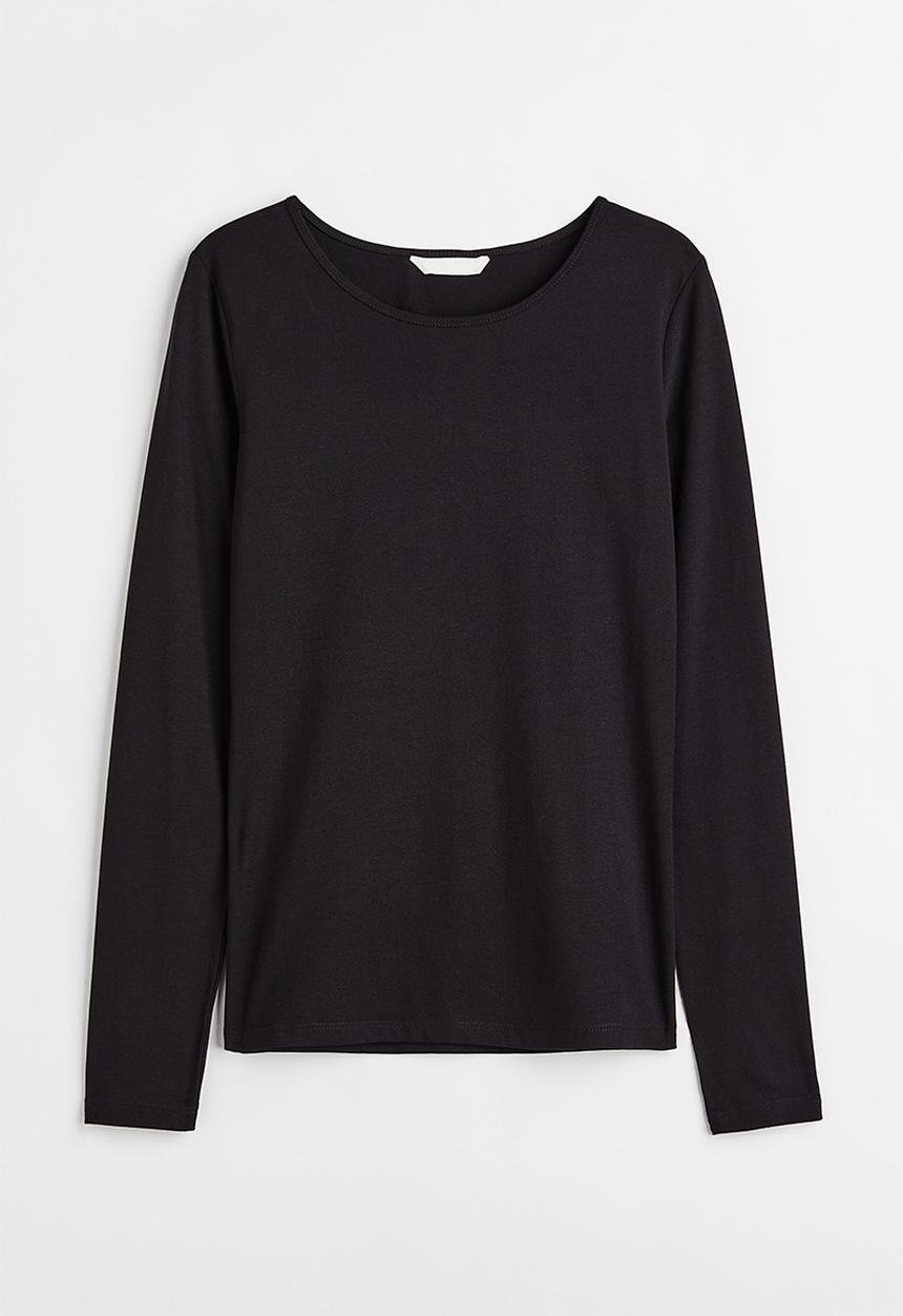 H&M - Long-sleeved jersey top - black I