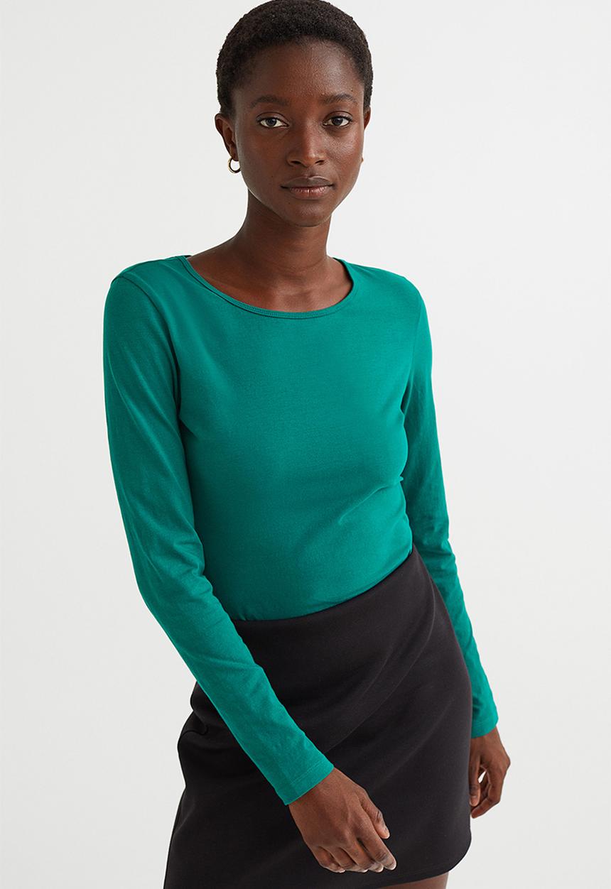 H&M - Long-sleeved jersey top - green