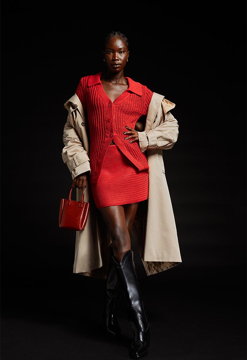 H&M - Knitted skirt - red