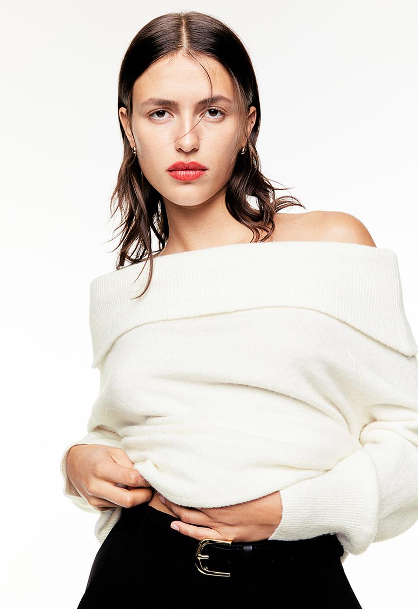 H&M - Off-the-shoulder jumper - cream