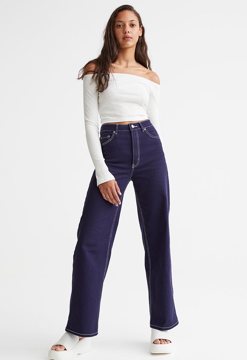H&M - Fitted off-the-shoulder top - white