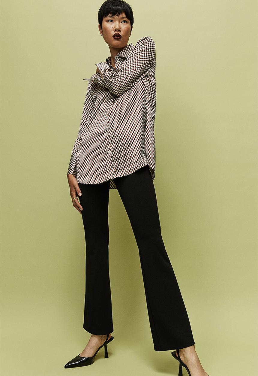 H&M - Satin blouse - natural white/checked