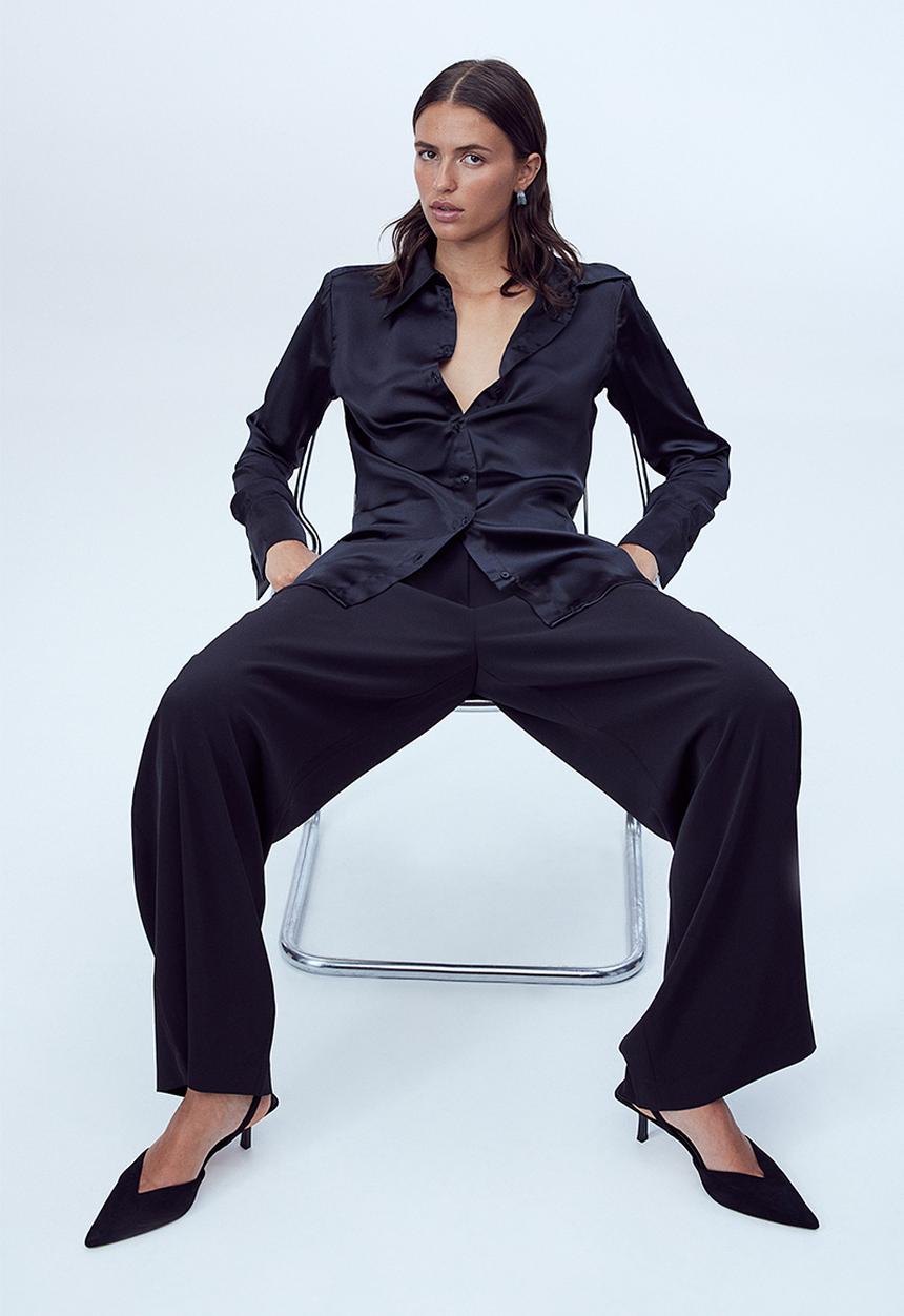 H&M - Satin blouse - black