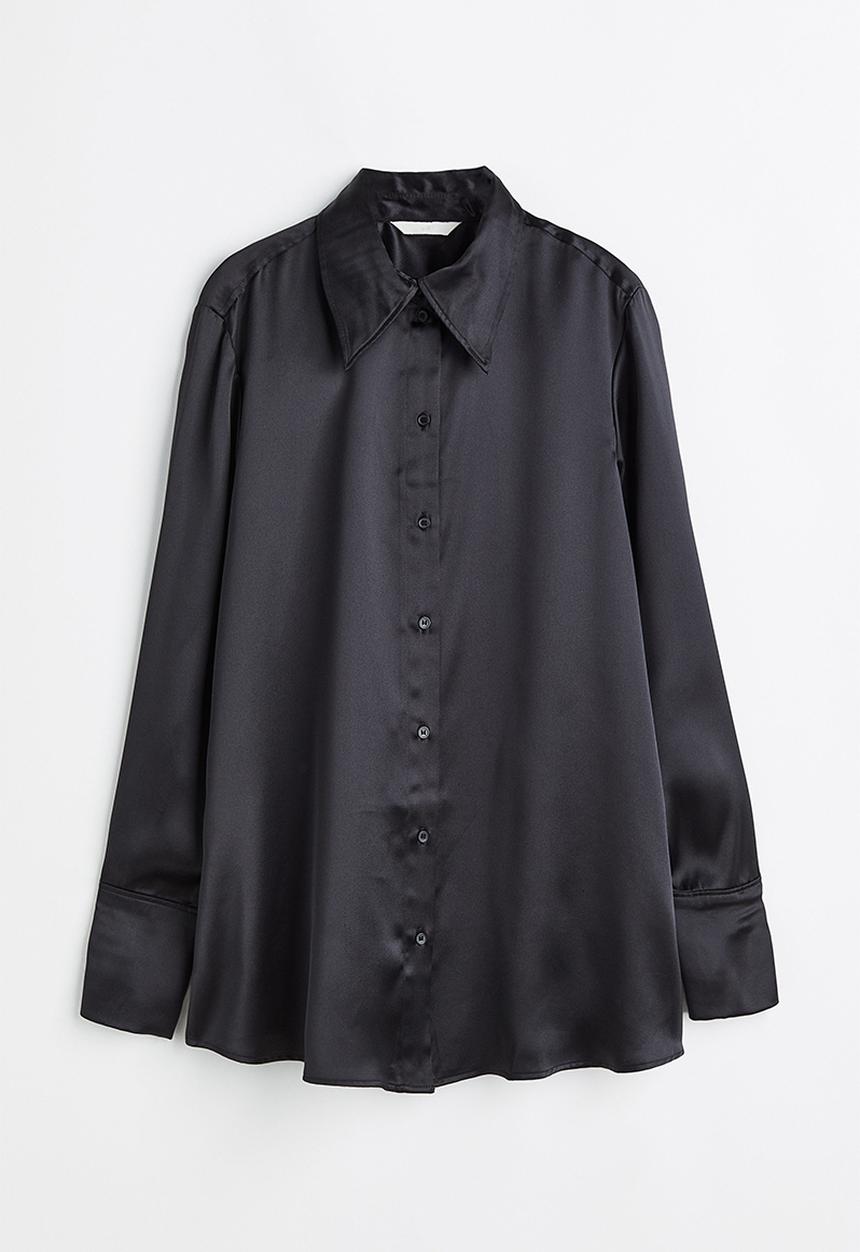 H&M - Satin blouse - black