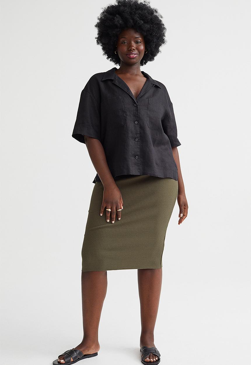 H&M - Ribbed skirt - dark khaki green