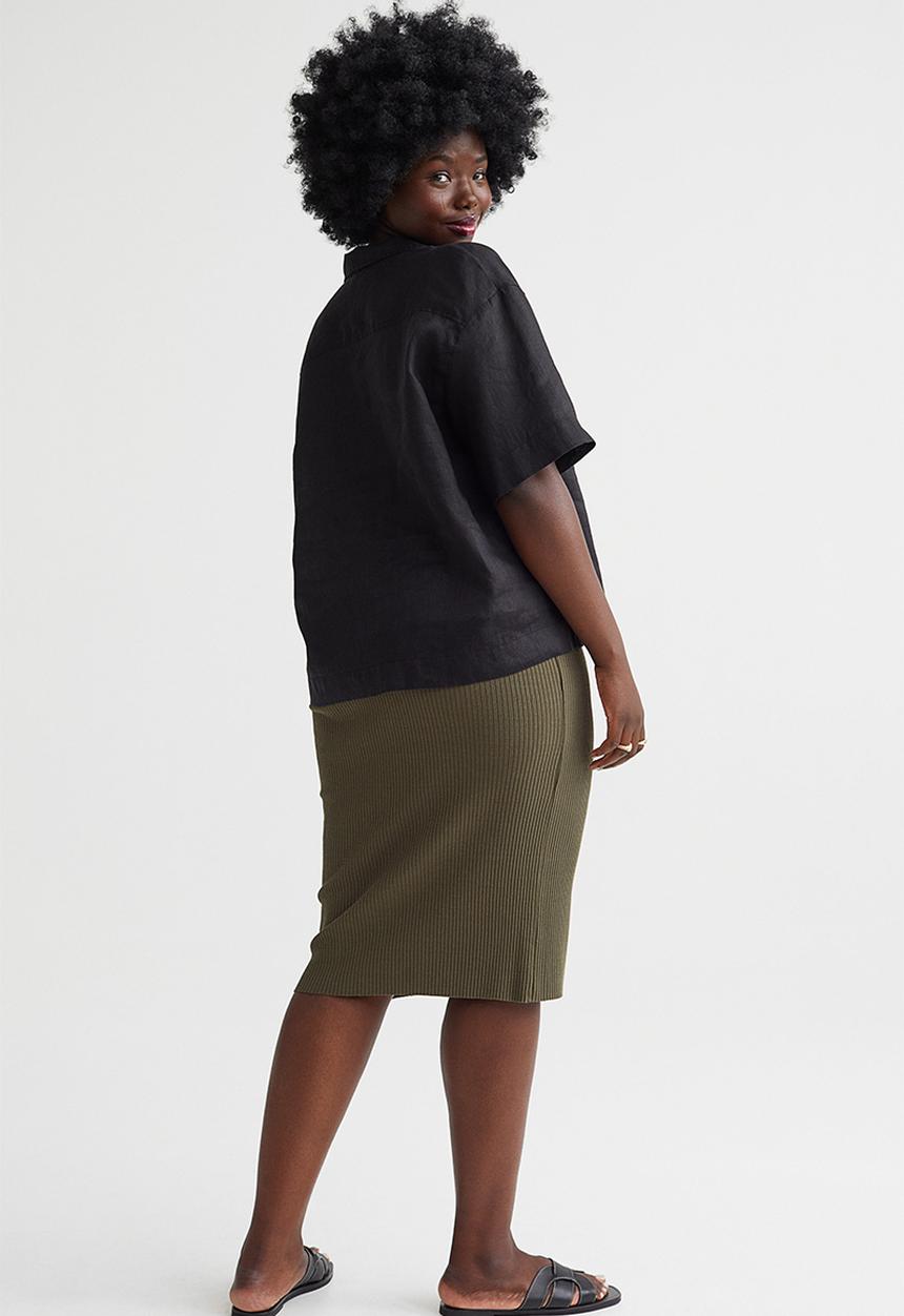 H&M - Ribbed skirt - dark khaki green