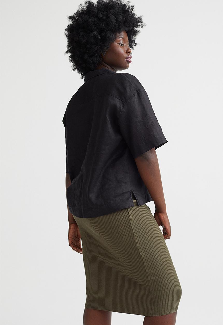 H&M - Ribbed skirt - dark khaki green