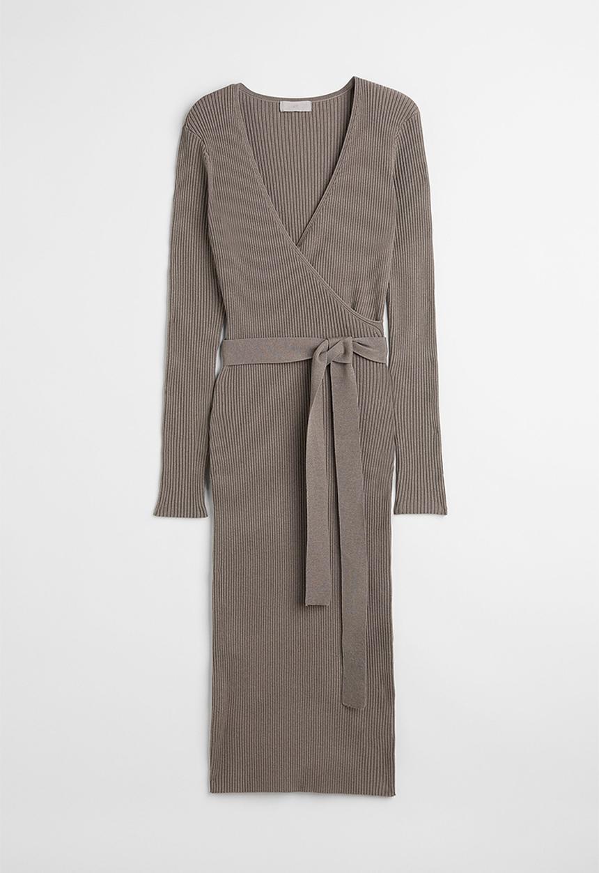 H&M - Wrap dress - dark greige