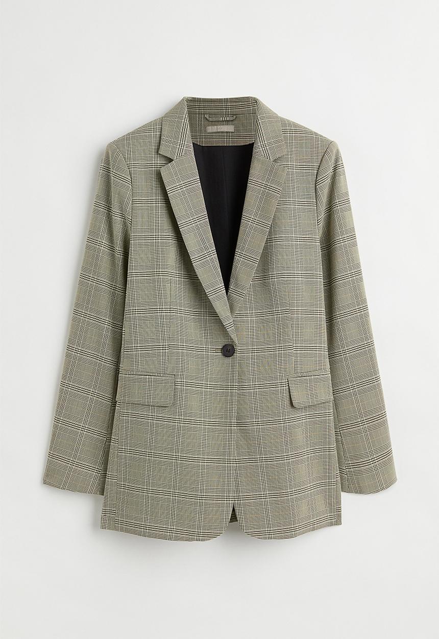 H&M - Single-breasted blazer - dark beige/checked