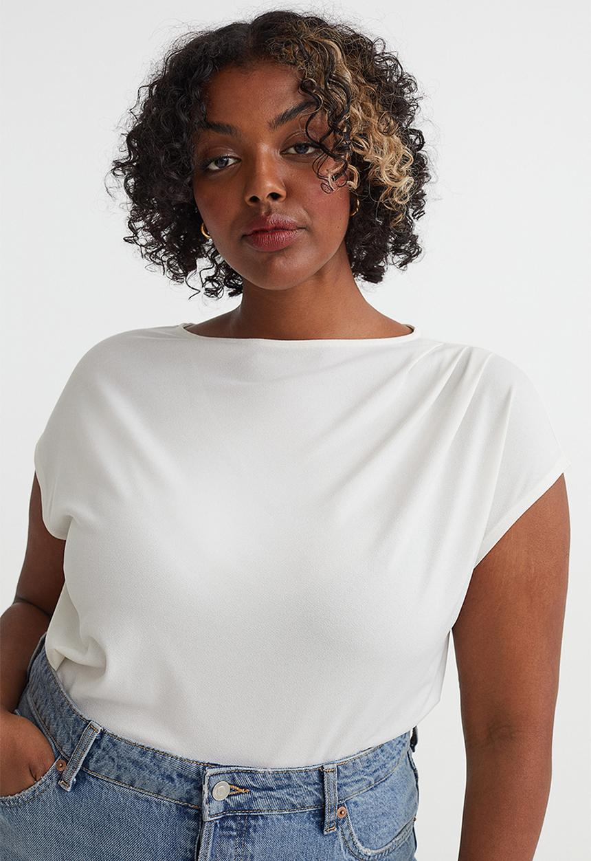 H&M - Draped jersey top - white