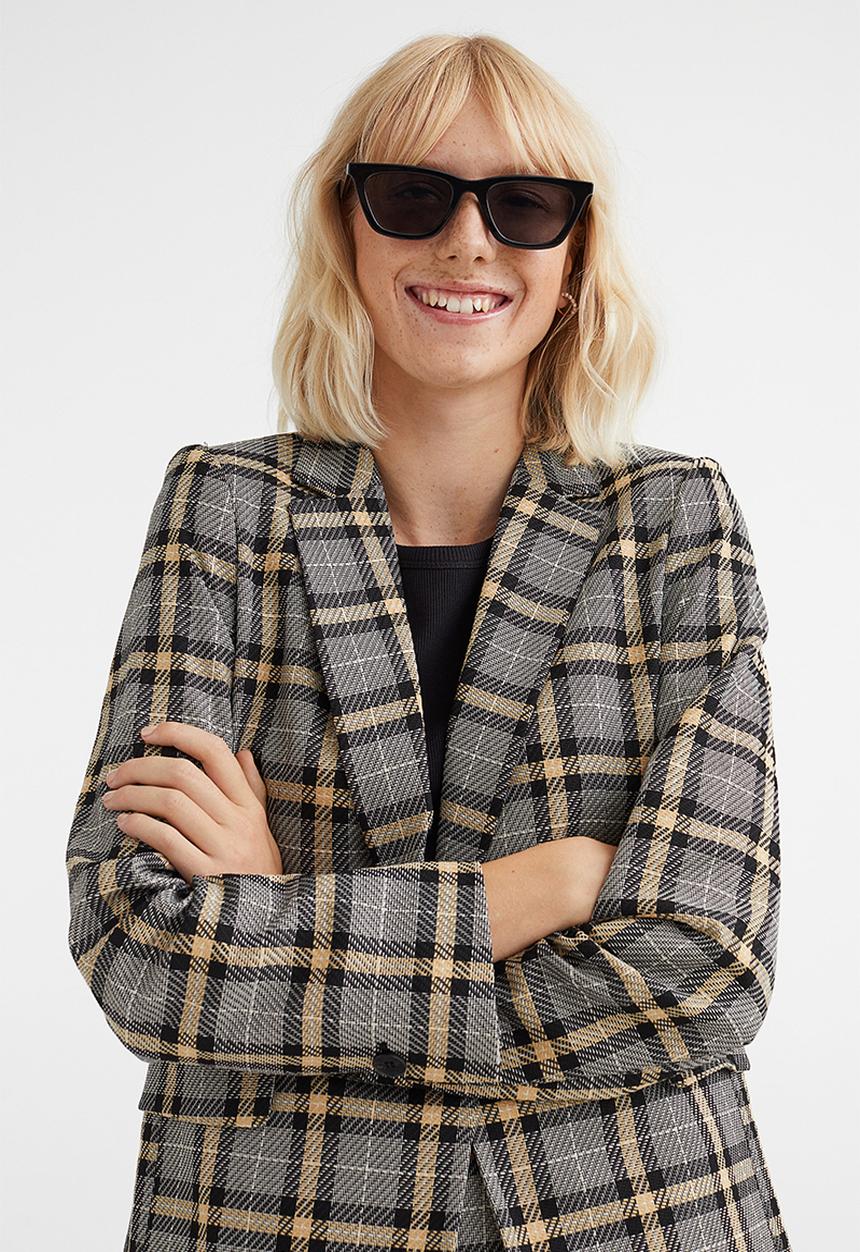 H&M - Single-breasted blazer - black/checked