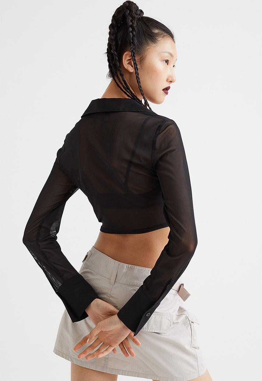 H&M - Mesh shirt - black