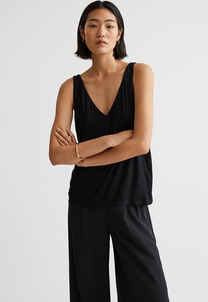 H&M - V-neck sleeveless top - black