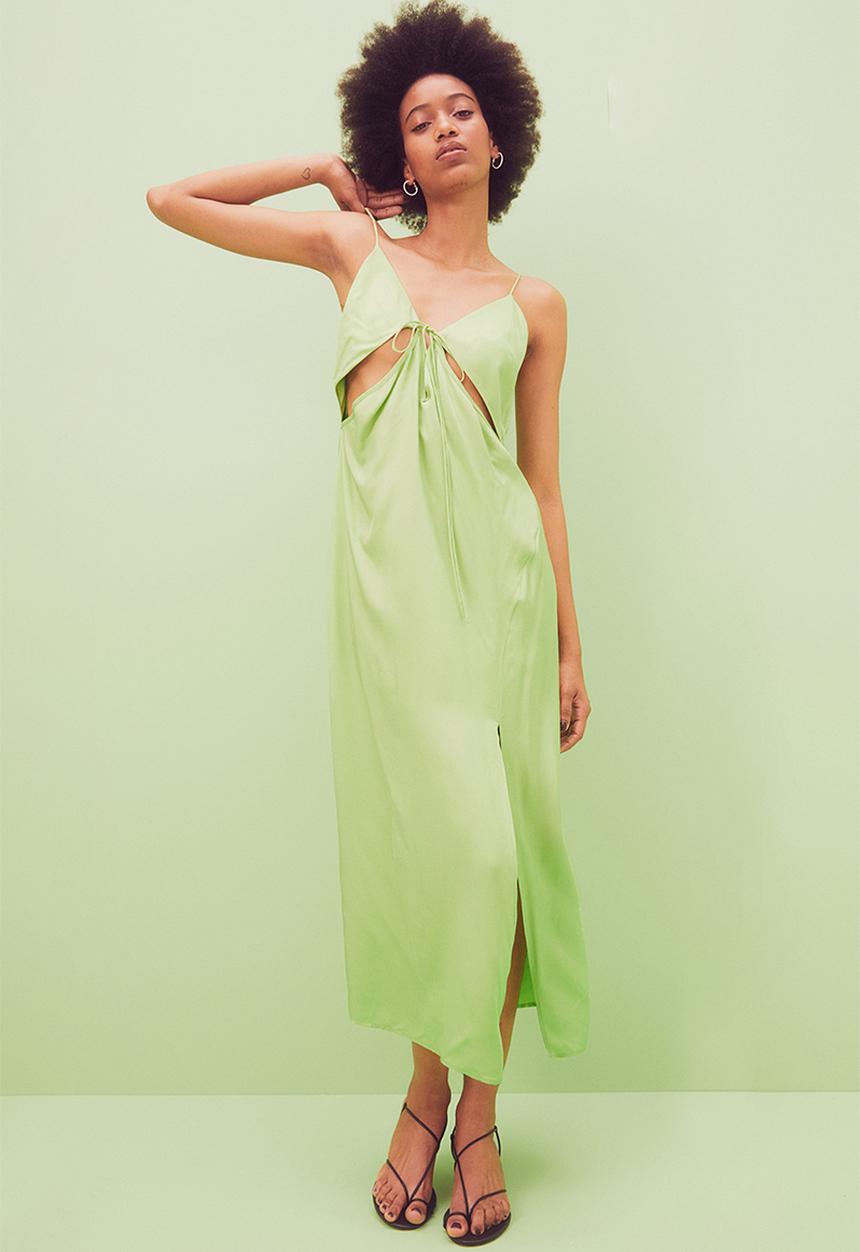 H&M - V-neck cut-out dress - lime green