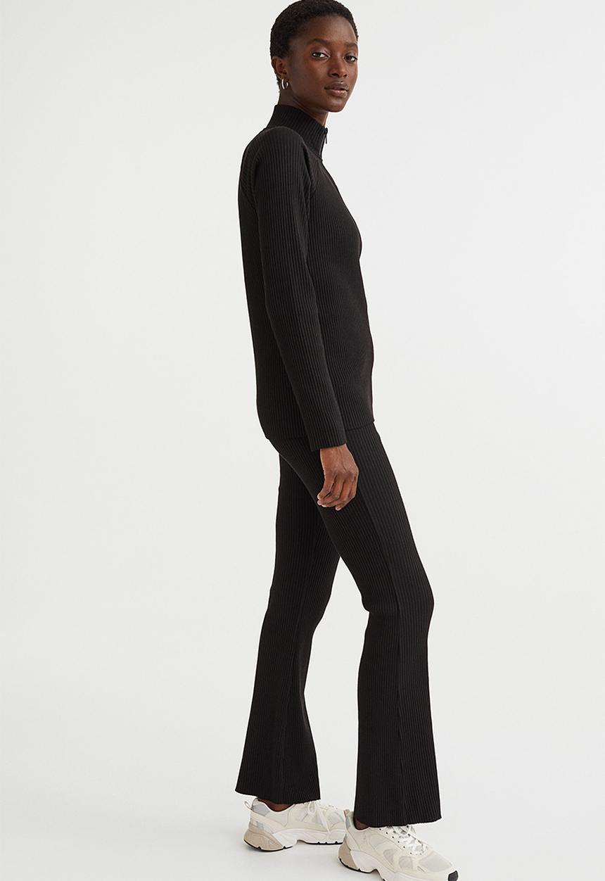 H&M - Zip-through ribbed top - black
