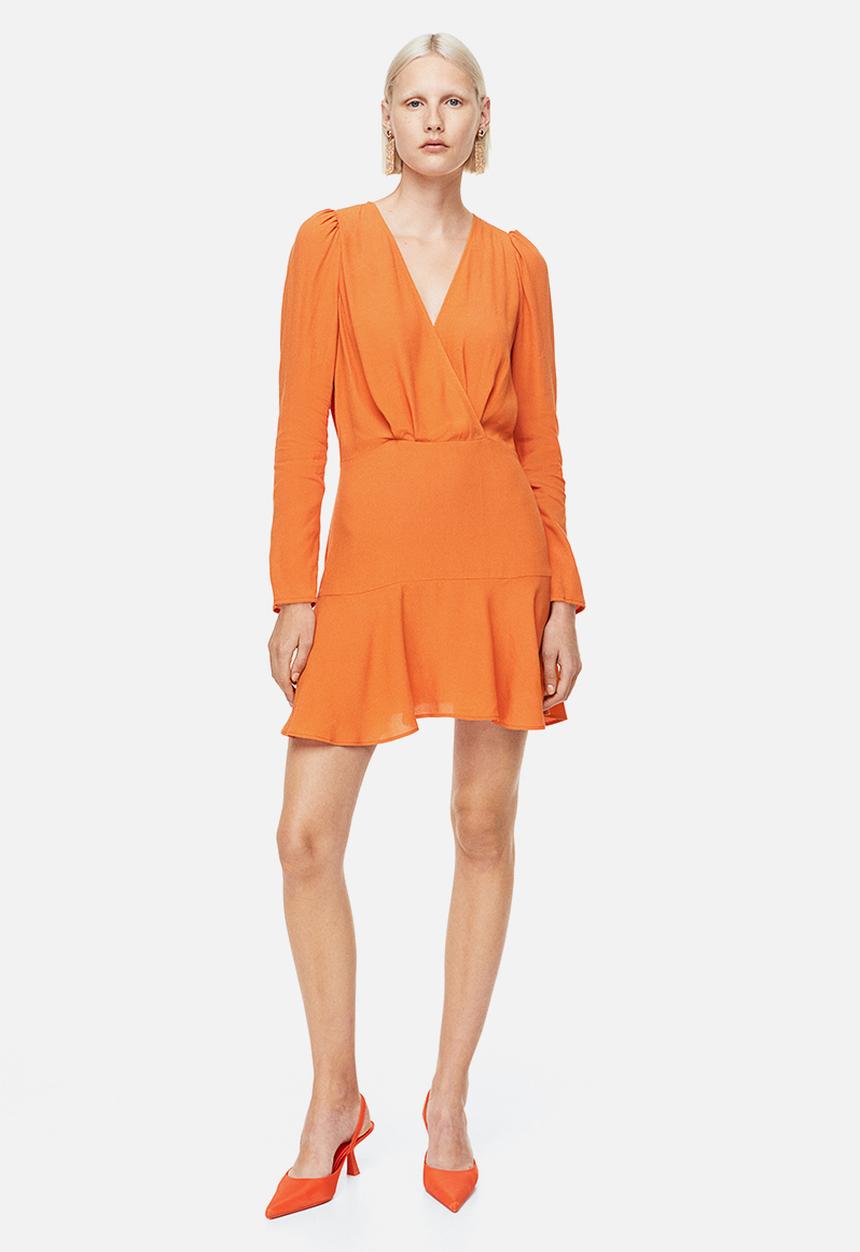H&M - Short wrapover dress - orange