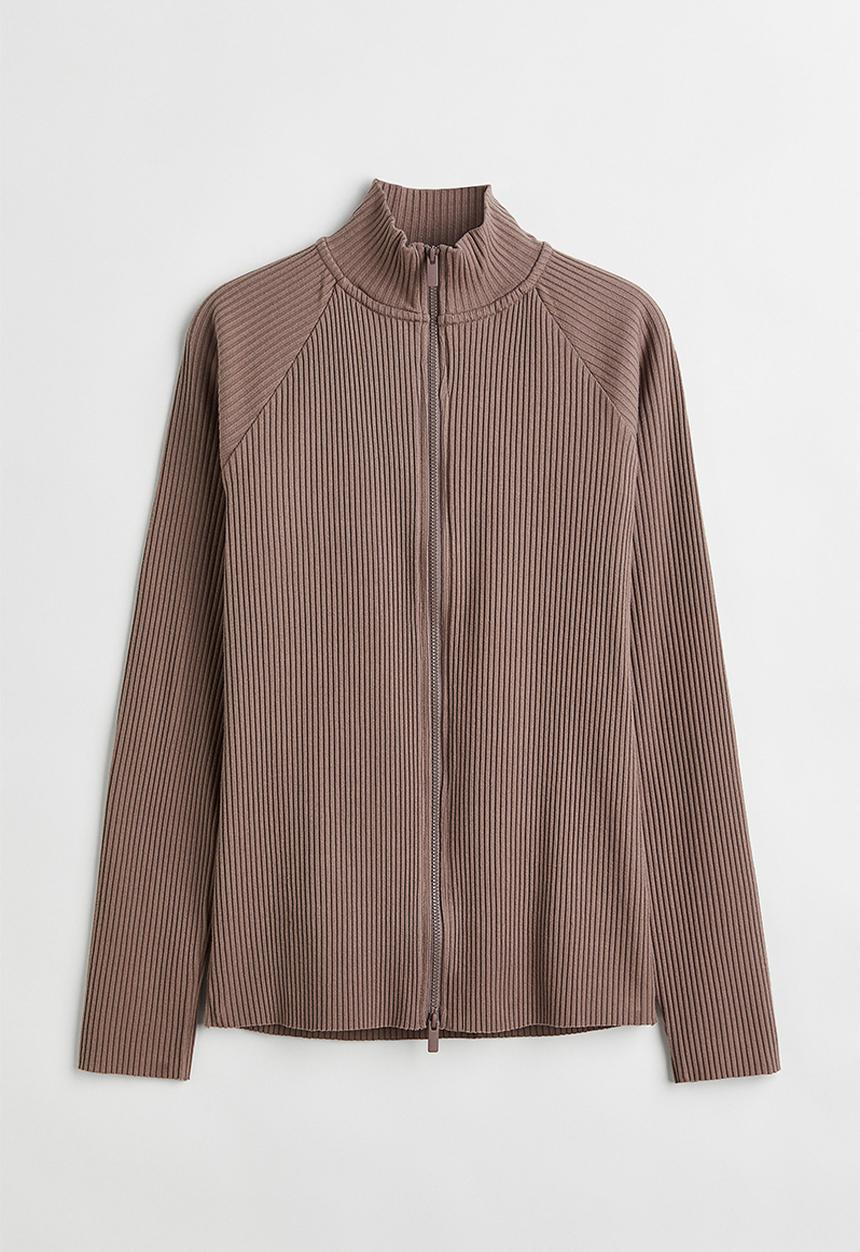 H&M - Zip-through ribbed top - mole