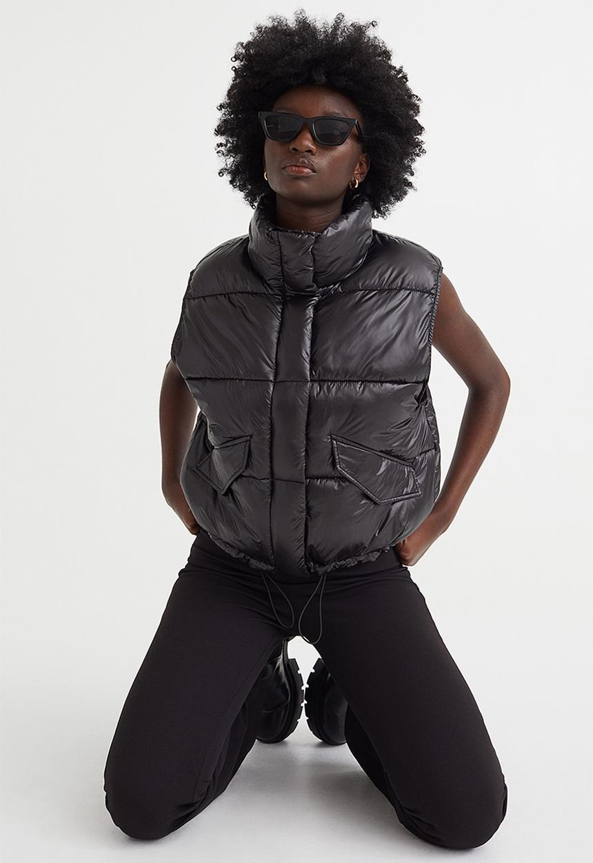 H&M - Stand-up-collar puffer gilet - black