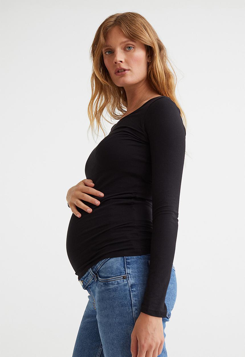 H&M - Mama long-sleeved jersey top - black