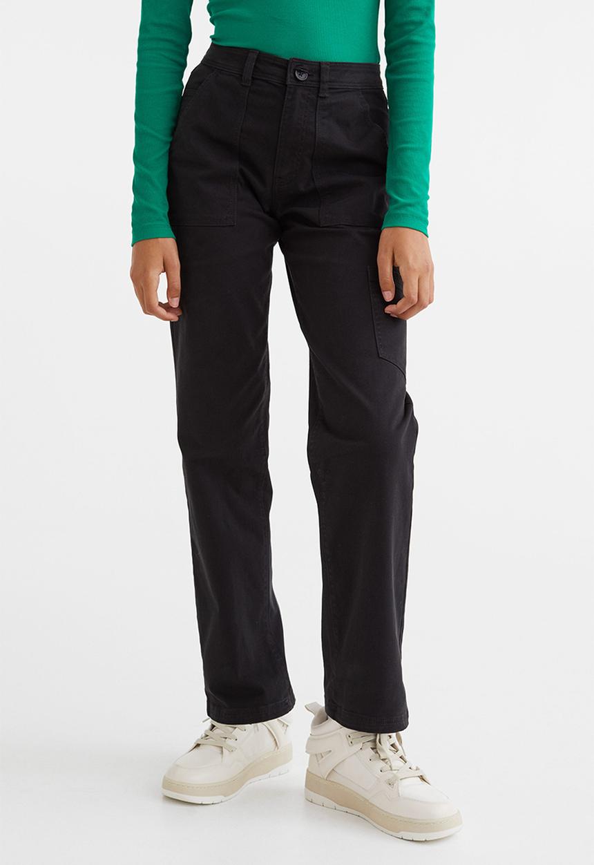 H&M - Twill utility trousers - black