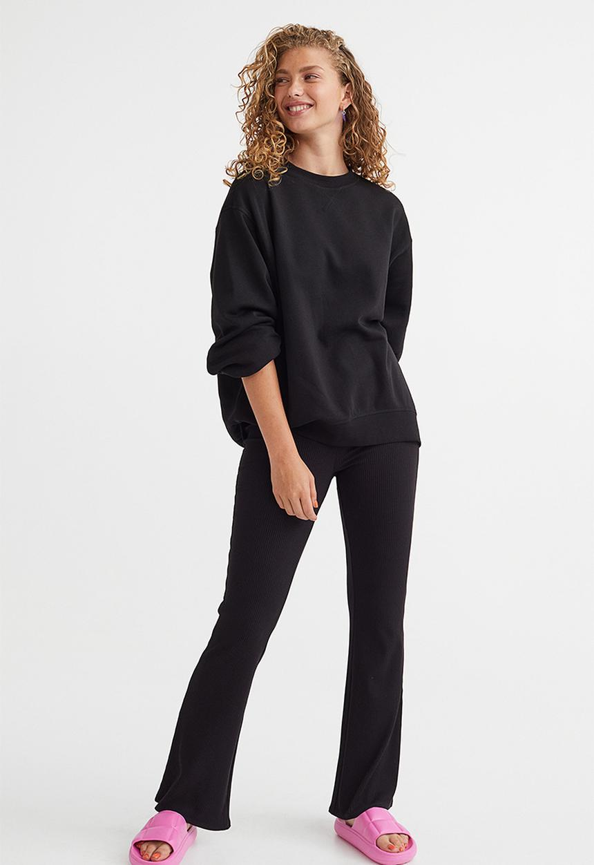 H&M - Ribbed leggings - black I