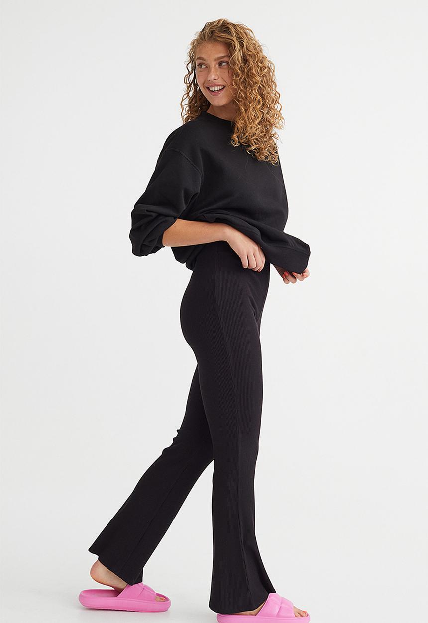 H&M - Ribbed leggings - black I