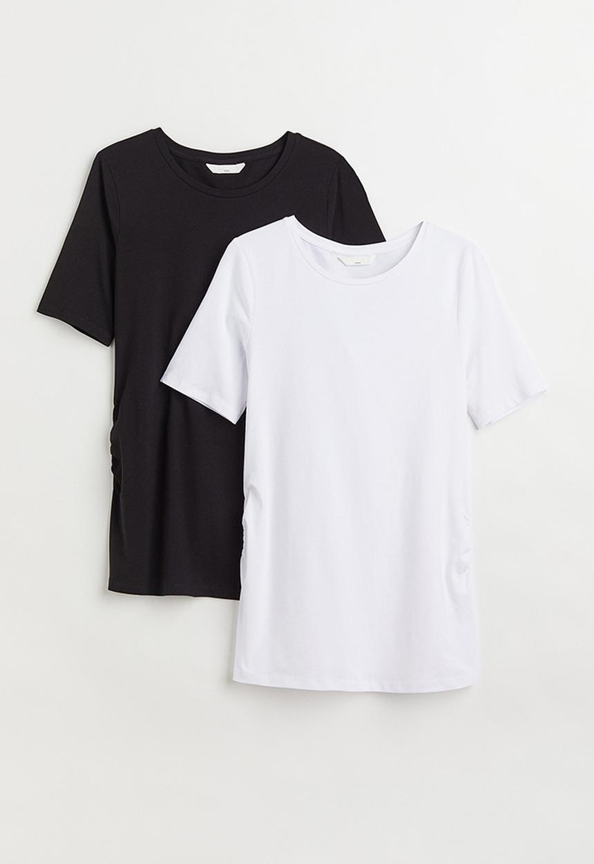 H&M - Mama 2 pack cotton T-shirts - black & white