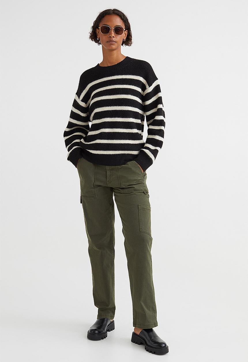 H&M - Twill utility trousers - khaki green