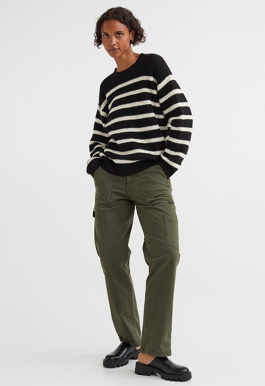 H&M - Twill utility trousers - khaki green