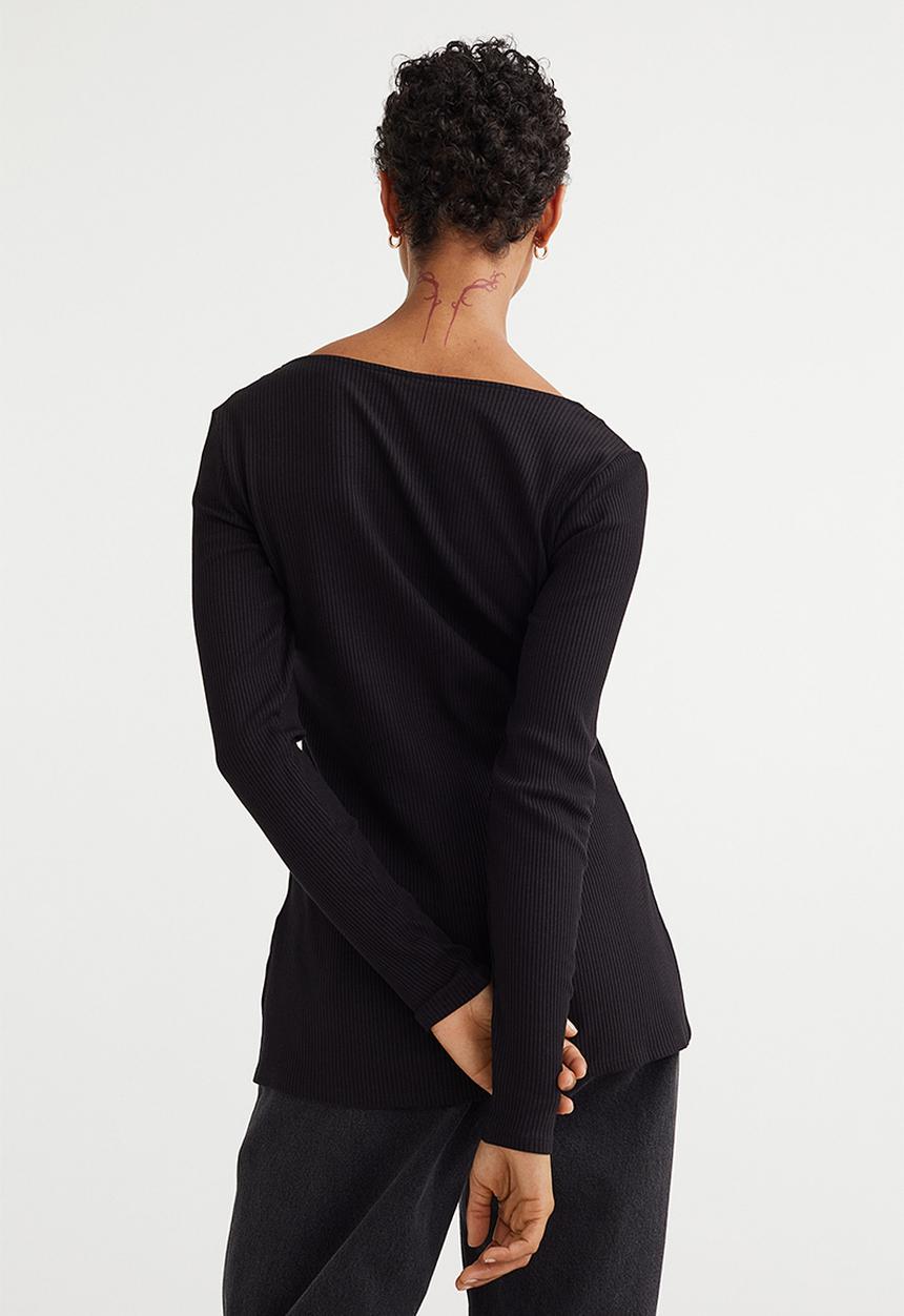 H&M - Ribbed viscose cardigan - black