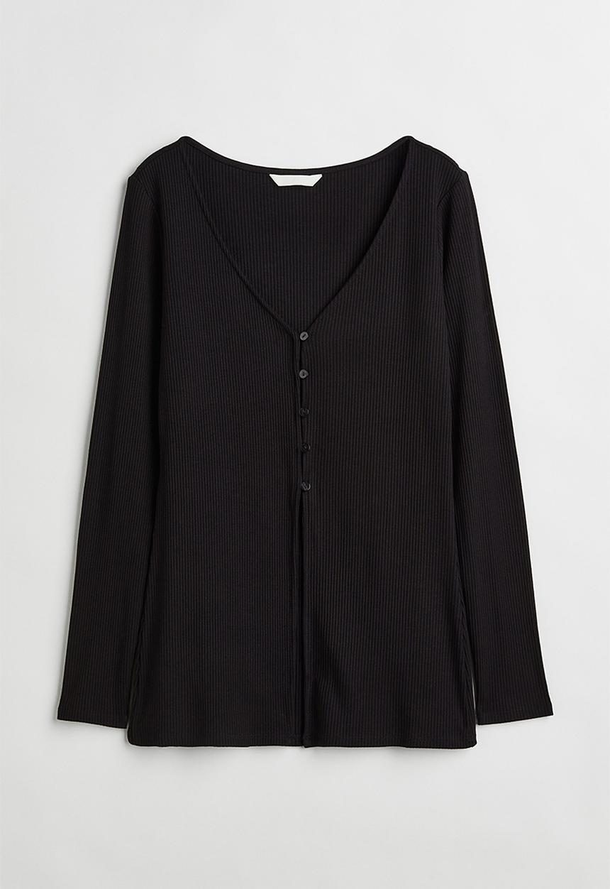 H&M - Ribbed viscose cardigan - black