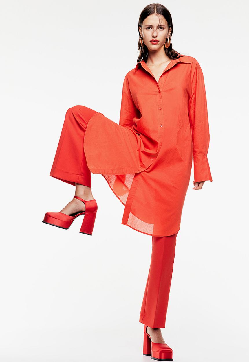 H&M - Oversized shirt dress - red