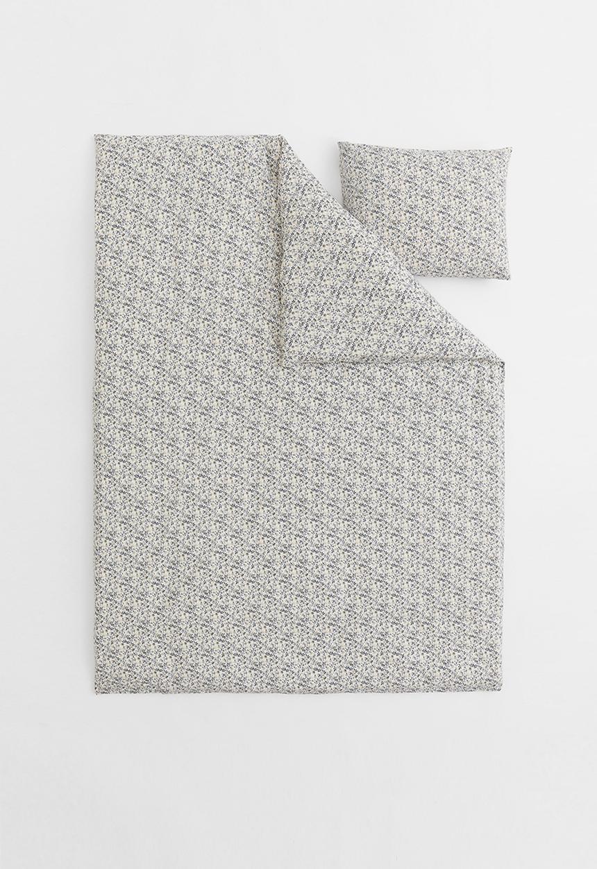 H&M - Cotton single duvet cover set - beige/multi