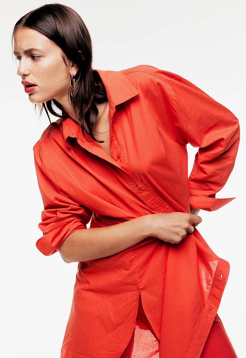 H&M - Oversized shirt dress - red
