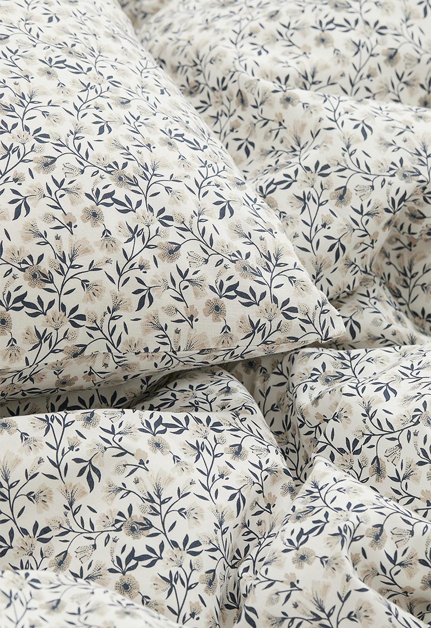 H&M - Cotton single duvet cover set - beige/multi