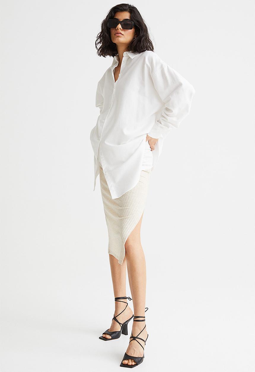 H&M - Mama ribbed jersey skirt - light beige marl
